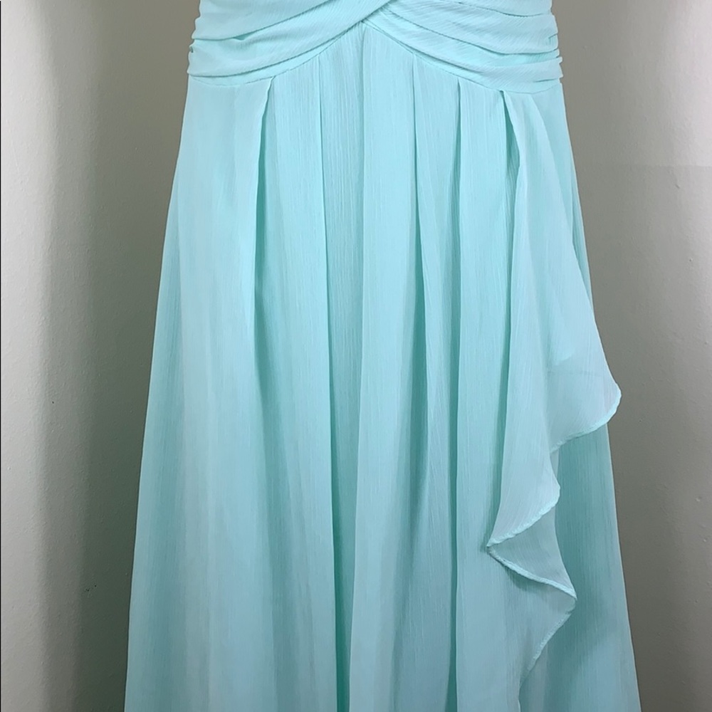 David’s Bridal Strapless Chiffon Dress in Mint - Picture 3 of 8